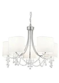 Xxxl Kronleuchter , Weiß, Chromfarben , Metall, Glas, Textil , 106 cm , höhenverstellbar , Lampen & Leuchten, Innenbeleuchtung, Hängeleuchten, Kronleuchter