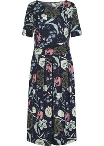 Dames Jersey jurk marine/zacht mint bedrukt Maat 52