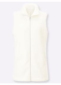 Dames Fleecegilet met zijsplitten, warm in ecru ,maat 36, WITT, 100% Polyester