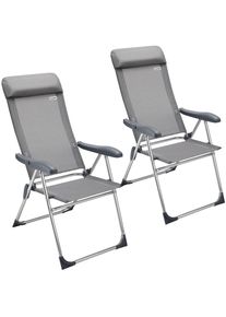 Casaria Conjunto de 2 cadeiras de jardim em alum&iacute;nio dobr&aacute;vel cinzento