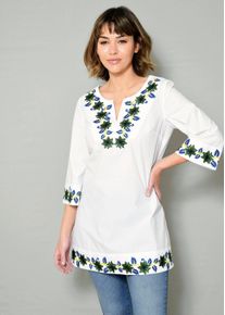 Tunika mit dekorativer Stückerei in weiß - Alba Moda