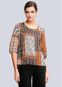 Bluse in mordener Patchoptik in offwhite - Alba Moda