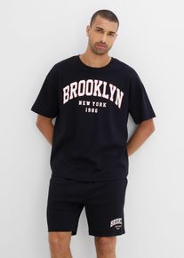 T-shirt e pantaloni corti in cotone biologico pesante (set 2 pezzi), Nero, Taglia 60/62 (XXL), bonprix