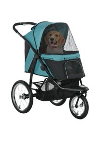 PawHut Pet Stroller Jogger for Medium, Small Dogs, Foldable Cat Pram Dog Pushchair w/ Adjustable Canopy, 3 Big Wheels - Dark Green | Aosom Ireland