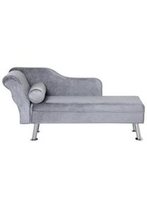 HOMCOM Chaise Longue Imbottita Stile Vintage in Velluto Grigio con Cuscino