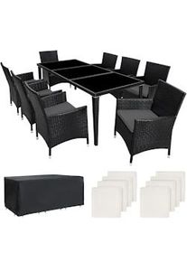TecTake Conjunto de ratán y aluminio MENORCA - negro - 401161