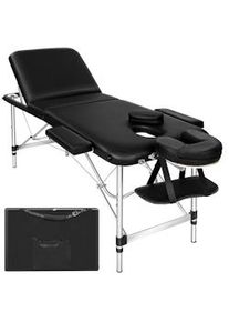 TecTake Lettino da massaggio a 3 zone con imbottitura spessa 5cm e telaio in alluminio - nero - 401045