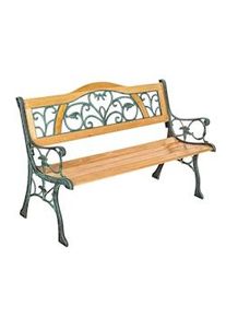 TecTake Banco para jardín de madera y hierro fundido Kathi 124x60x83cm - marrón - 401426