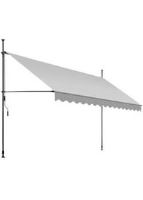 TecTake Toldo plegable para balcón con manivela, ajustable en altura - 400 x 180 cm, gris claro - 404970