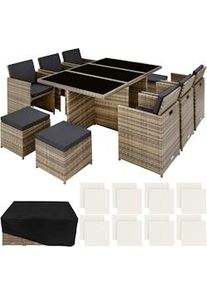 TecTake Conjunto de ratán sintético Nueva York - natural - 403642