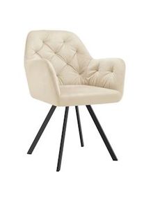 TecTake Silla giratoria con reposabrazos de terciopelo Lucia, acolchada - crema, Por unidad - 405337