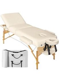 TecTake Lettino da massaggio a 3 zone, 10 cm di imbottitura con telaio in legno - beige - 400185