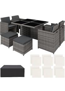 TecTake Conjunto de ratán y aluminio Manhattan - gris - 403846