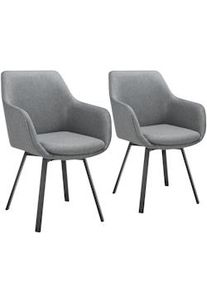 TecTake Silla giratoria con reposabrazos Alicon, tapizada - antracita, Juego de 2 - 405470