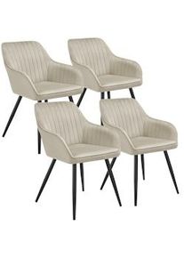TecTake GmbH tectake Silla Marilyn, aspecto de terciopelo, acolchada - crema/negro, Juego de 4 - 405729