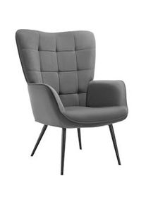 TecTake GmbH tectake Sillón Hygge, tapizado, ergonómico y con capacidad de carga de 150 kg - Sin reposapiés, Corderoy fino antracita/negro - 405593