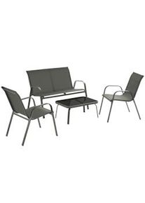 TecTake GmbH tectake Conjunto de jardín NORA para 4 personas, tejido textileno - antracita - 406165