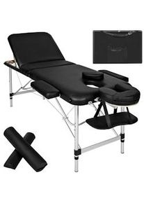 TecTake Lettino da massaggio a 3 zone con 5 cm di imbottitura, rulli, e telaio in alluminio - nero - 404634