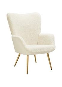 TecTake GmbH tectake Sillón Hygge, tapizado, ergonómico y con capacidad de carga de 150 kg - Sin reposapiés, Bouclé crema/dorado - 405596