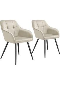 TecTake GmbH tectake Silla de comedor MARILYN, aspecto aterciopelado, acolchado - crema/negro, Juego de 2 - 405760