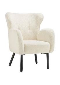 TecTake GmbH tectake Sillón orejero VÄNERSBORG acolchado, con tapizado de bouclé - crema - 405857