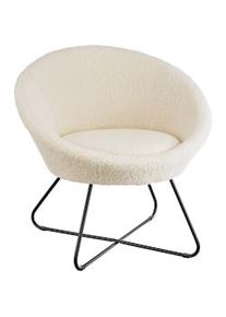 TecTake Sillón de cóctel CENTERA, tapizado y redondo - Bouclé blanco roto - 405401