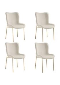 TecTake GmbH tectake Silla tapizada Tessa - Terciopelo beige/dorado, Juego de 4 - 405648