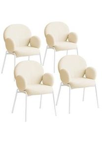 TecTake GmbH tectake Silla de comedor SCANDI tapizada, tela bouclé - crema, Juego de 4 - 405636