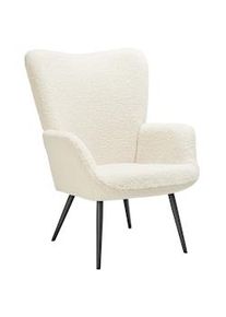 TecTake Sillón Hygge, tapizado, ergonómico y con capacidad de carga de 150 kg - Sin reposapiés, Bouclé crema/negro - 405057