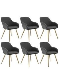 TecTake Silla de comedor Marilyn en diseño de pana y acolchada antracita/oro - 405430