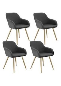 TecTake Silla de comedor Marilyn en diseño de pana y acolchada antracita/oro - 405429
