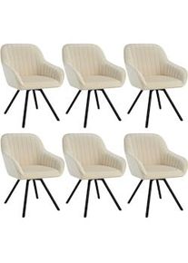 TecTake GmbH tectake Silla giratoria con reposabrazos Snug en acabado de terciopelo y acolchada - crema, Juego de 6 - 405661