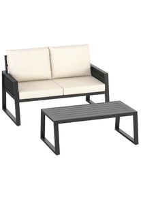 TecTake GmbH tectake Conjunto de jardín lounge Captive en diseño de cuerda - Conjunto 2 (1 x sofá / 1 x mesa) - 406015