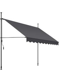 TecTake Toldo plegable para balcón con manivela, ajustable en altura - 250 x 180 cm, negro/gris - 404962