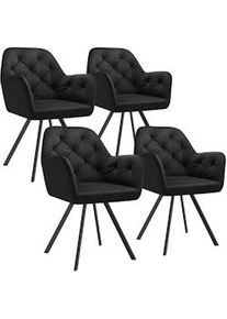 TecTake Silla giratoria con reposabrazos de terciopelo Lucia, acolchada negro - 405680