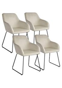 TecTake GmbH tectake Silla de comedor JEANE de terciopelo, estructura de patín - Terciopelo crema/negro, Juego de 4 - 405937