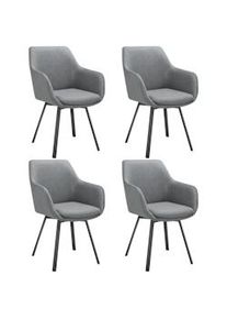 TecTake Silla giratoria con reposabrazos Alicon, tapizada - antracita, Juego de 4 - 405482