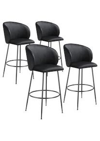 TecTake GmbH tectake Taburete alto LUANA con respaldo y aterciopelado - negro/negro, Juego de 4 - 405864