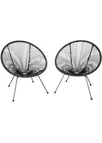 TecTake Set di 2 sedie Santana retro in stile Acapulco - nero - 404405