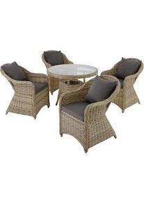 TecTake Conjunto de ratán y aluminio lujoso compuesto de 4 sillones y mesa - natural - 401765