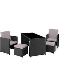 TecTake Conjunto de ratán Palermo - negro/gris - 404330
