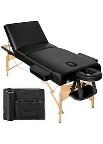 TecTake Lettino da massaggio a 3 zone, 10 cm di imbottitura con telaio in legno - nero - 400279