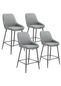 TecTake GmbH tectake Taburete alto SIERA con respaldo - Tejido gris/negro, Juego de 4 - 405870