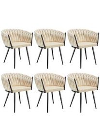 TecTake Juego de sillas de comedor ASTANO de terciopelo con diseño anudado - arena, Juego de 6 - 405532