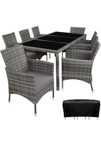 TecTake Conjunto de ratán 8+1 ALMANSA - gris jaspeado/gris - 404328