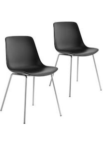 TecTake Sillas de comedor de plástico Mave, ergonómicas, cargan hasta 120 kg - negro/cromo, Juego de 2 - 405434
