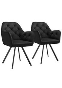 TecTake Silla giratoria con reposabrazos de terciopelo Lucia, acolchada negro - 405679