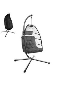 TecTake Poltrona sospesa Ariane con telaio e cuscino 160 kg - grigio scuro - 404980