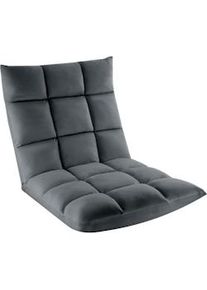 TecTake Sillón de suelo con respaldo Snooze, 2 en 1, terciopelo, regulable en 14 posiciones - gris - 405455