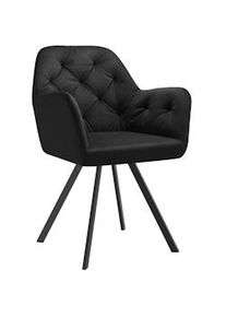 TecTake Silla giratoria con reposabrazos de terciopelo Lucia, acolchada negro - 405339